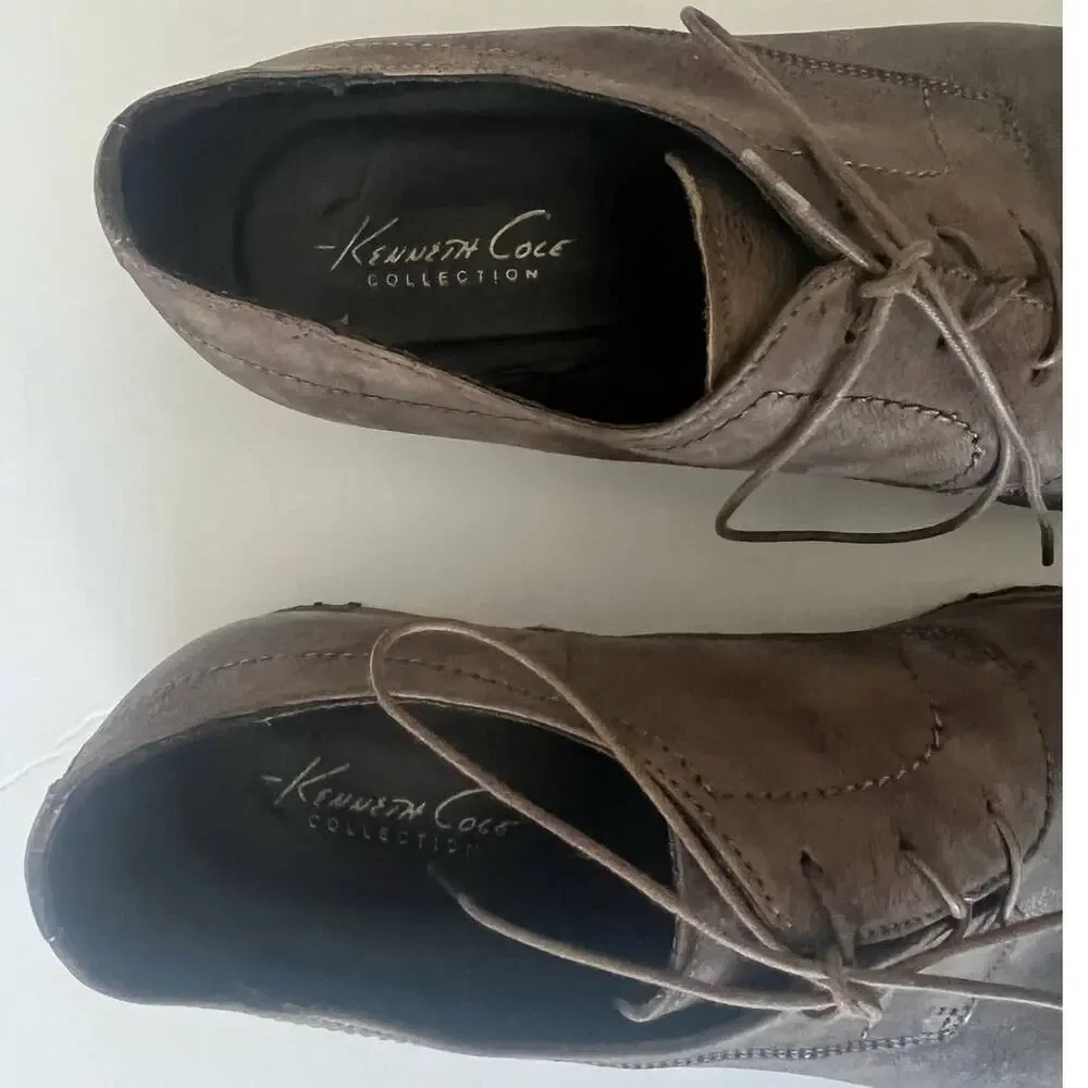 KENNETH COLE COLLECTION Gray Oxford Genuine Leather Size 9.5